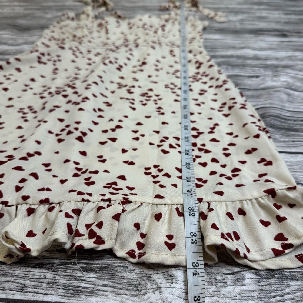 Heart Print Sweetheart Neck Tie Shoulder Dress Women’s Size S - Picture 11 of 13